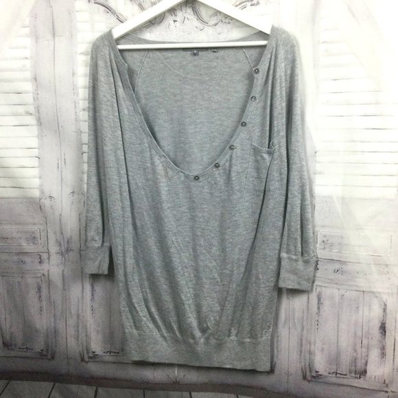 Vince Gray Deep V-Neckline Tee Shirt XS - Picture 1 of 6